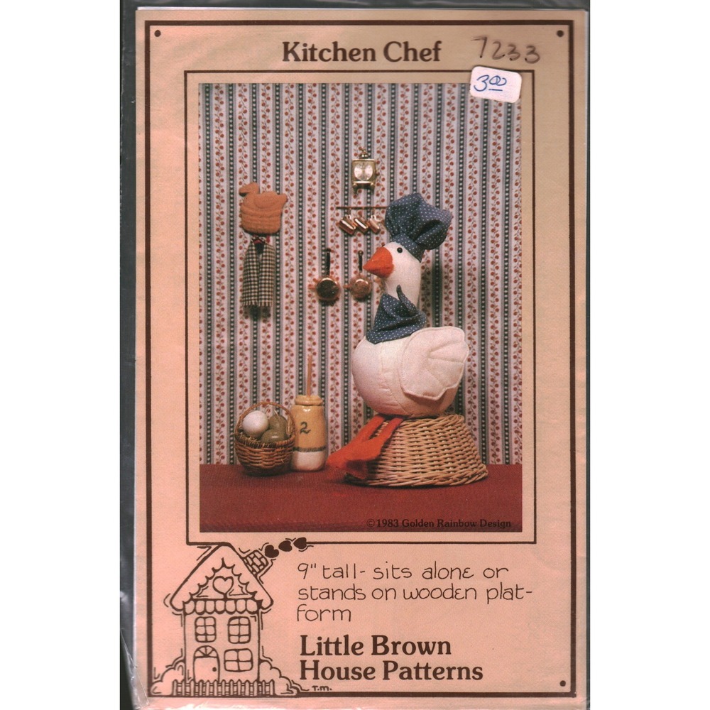 Vintage 1983 Little Brown House Patterns Kitchen Chef Goose‎ Sewing Pattern 7233